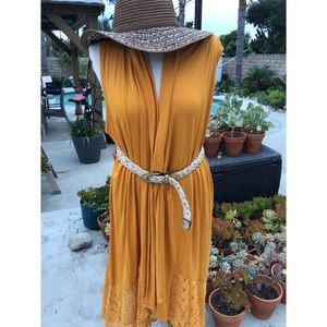 Sleeveless MUSTARD OPEN CARDIGAN MISSY SIZE-